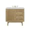 James Martin Vanities Laurent 36in Single Vanity, Light Natural Oak w/ 3 CM Eternal Jasmine Pearl Top 545-V36-LNO-3EJP - alternate 1